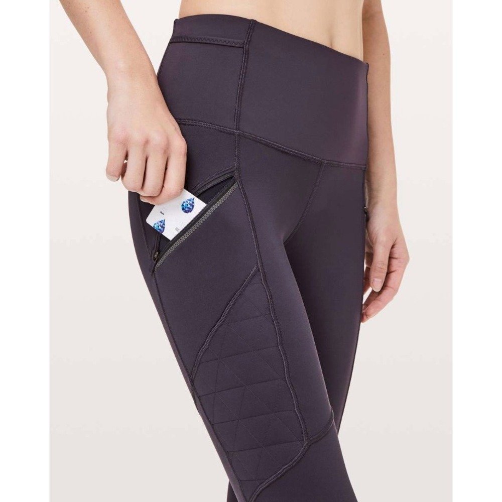 Lululemon Toasty Tech Tight II Plum Fleece Lined Leggings Size 4 Base Layer Run - Picture 4 of 10